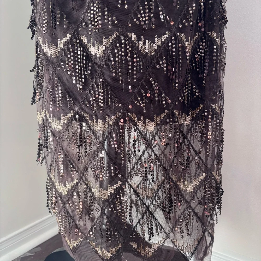 NWT Simons Chocolate Brown Sequin Lace Sequin Sparkly tulle Midi Skirt Size S - Picture 14 of 15